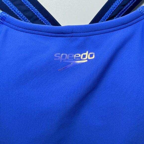 Speedo Womens Size 6 Hyper Blue‎ Racing Cut One-Piece Swimsuit HydroBra UPF 50+ - Picture 4 of 13